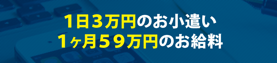 1日3万円のお小遣い、1ヶ月59万円のお給料