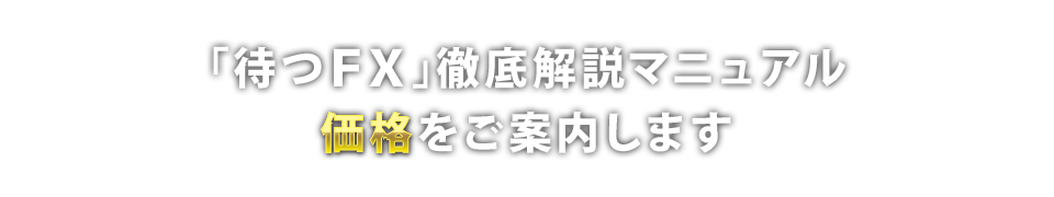 「待つFX」徹底解説マニュアル価格をご案内します